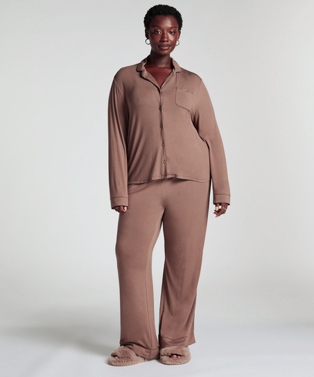 Langærmet jerseyjakke Essential, Brun