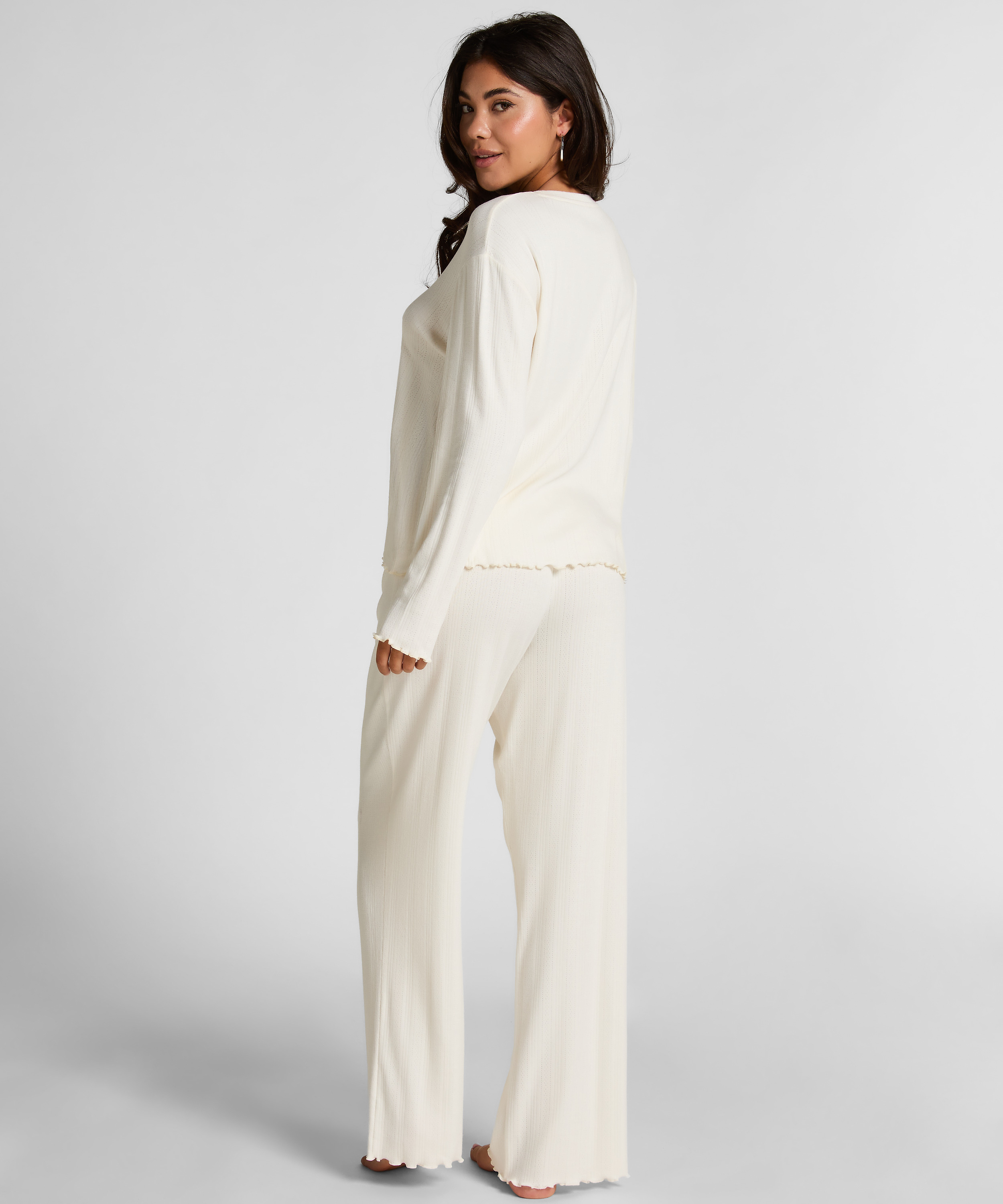 Pyjama Pant Loose Pointelle, Hvid, main
