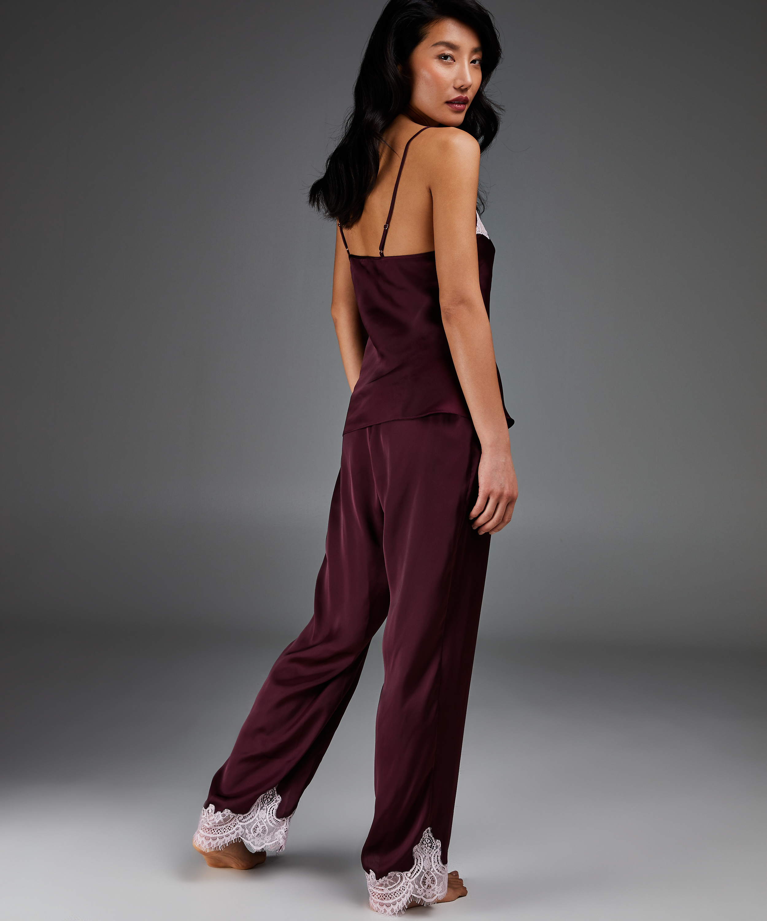 Cami top satin, Rød, main