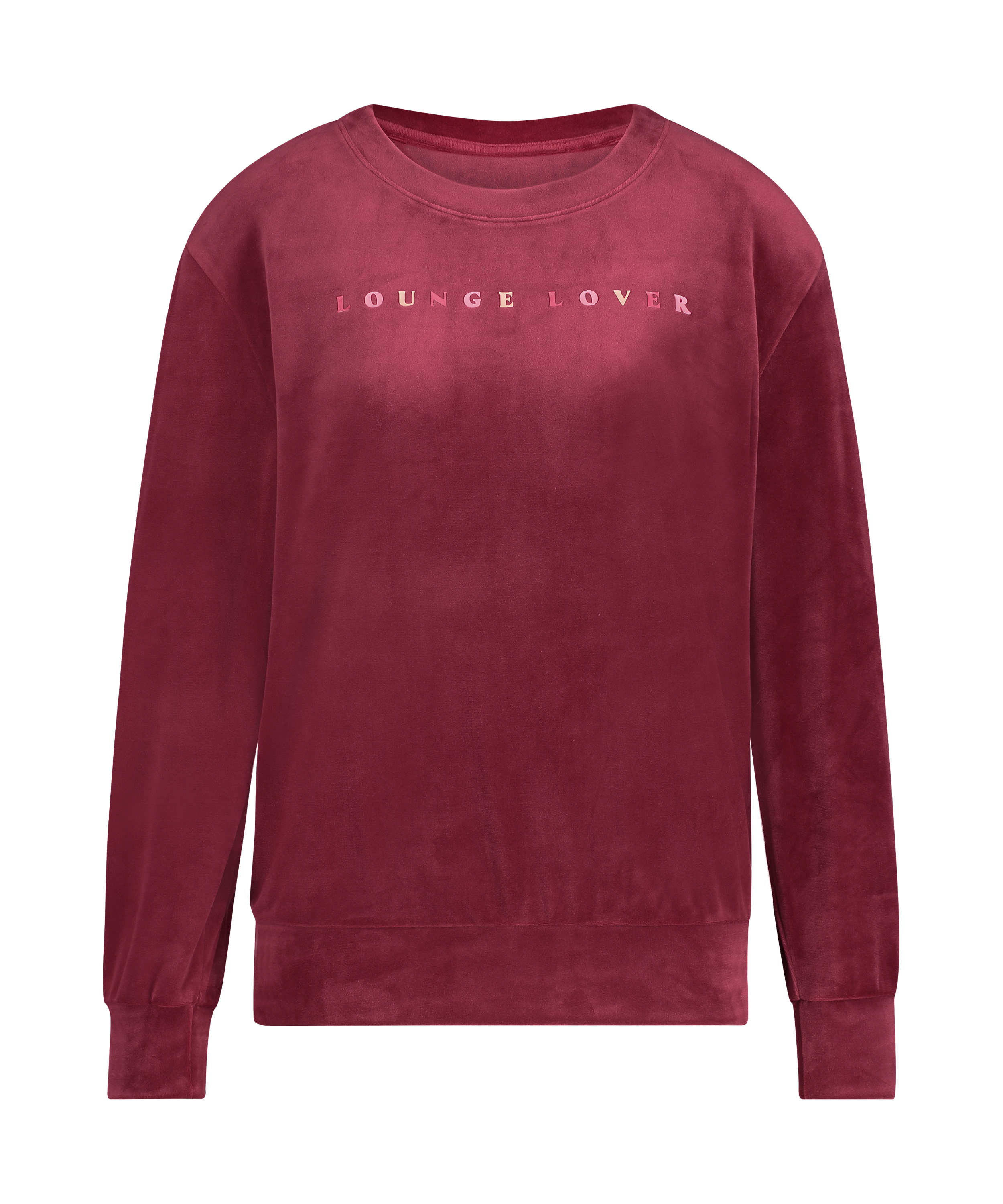 Top Velour lange &aelig;rmer, R&oslash;d, main