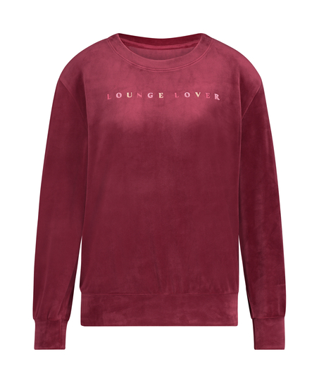 Top Velour lange &aelig;rmer, R&oslash;d