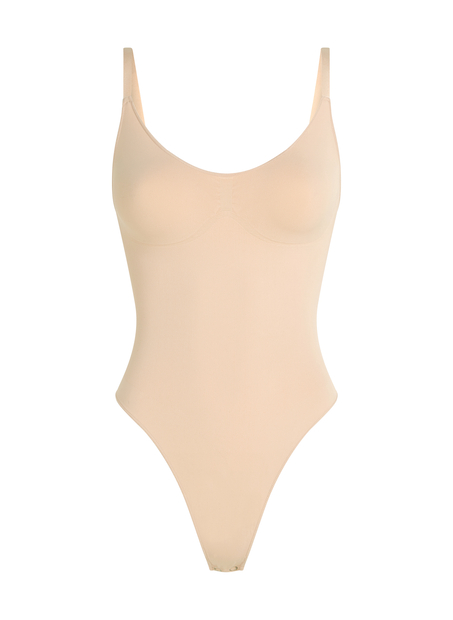 Sømløs Forstærkende High Leg Body, Beige