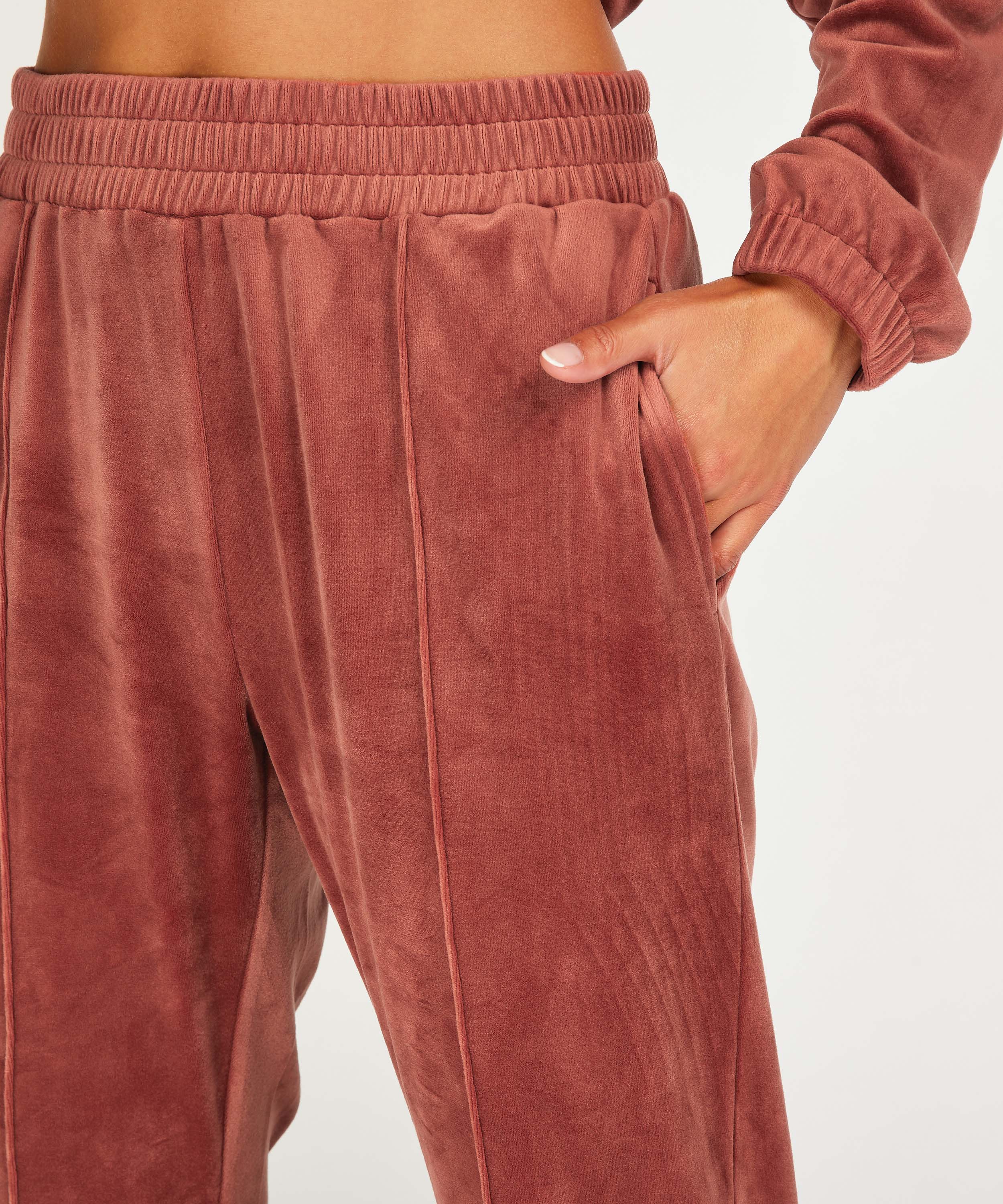 Velourjoggingbukser Pintuck, Brun, main