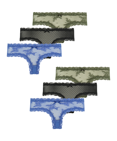 6-stykspakning V-shape Mesh brasiliansk trusse, blå