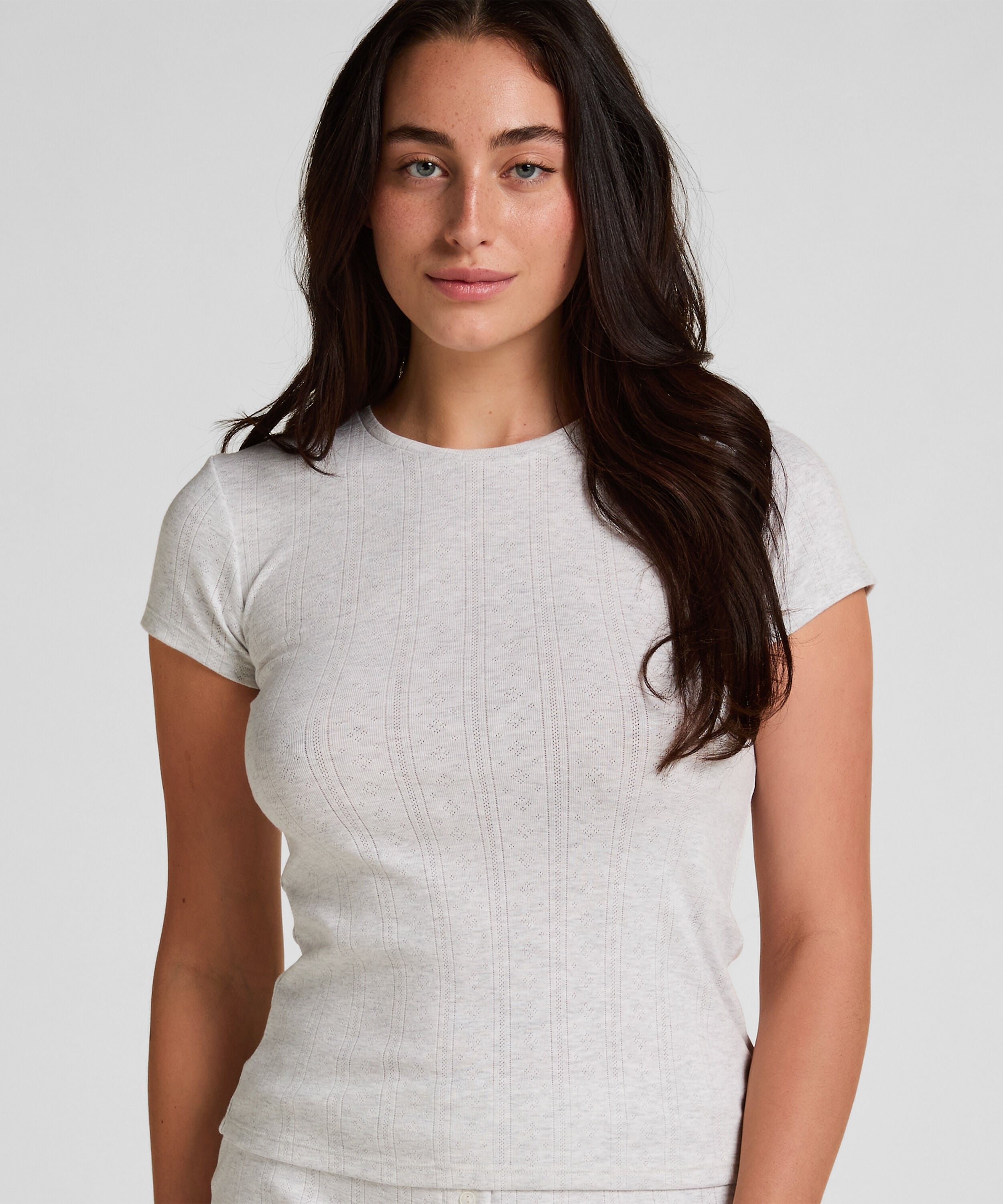 Pointelle top, Grå