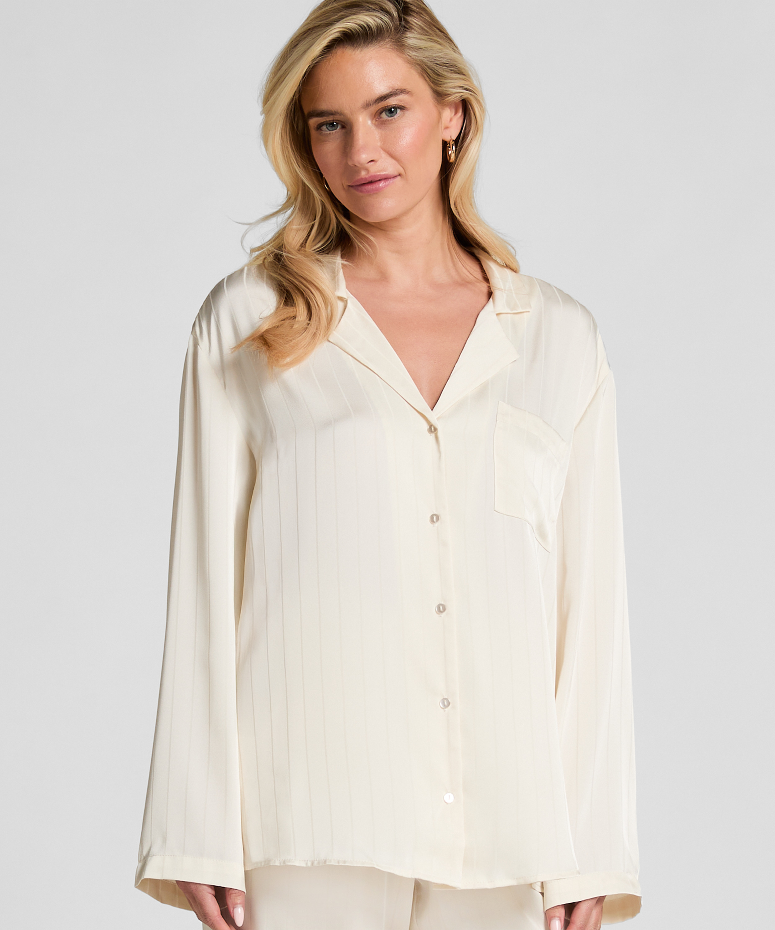 Satinjakke med nålestriber, Hvid, main