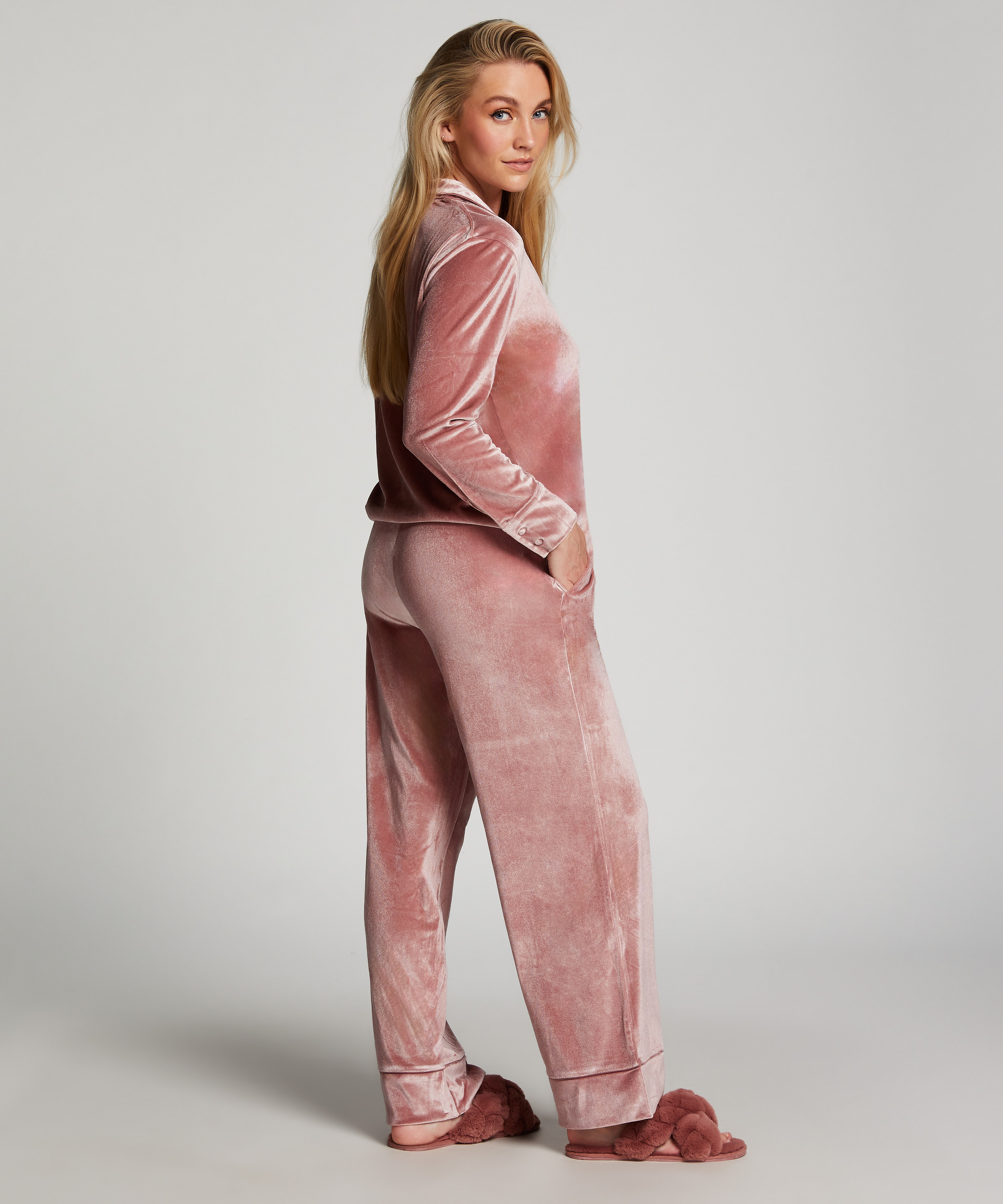 Langærmet velourjakke, Lilla, main