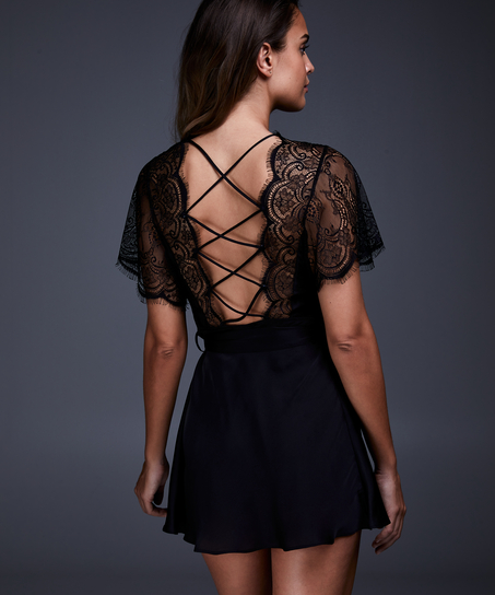 Kimono satin Coco, Sort