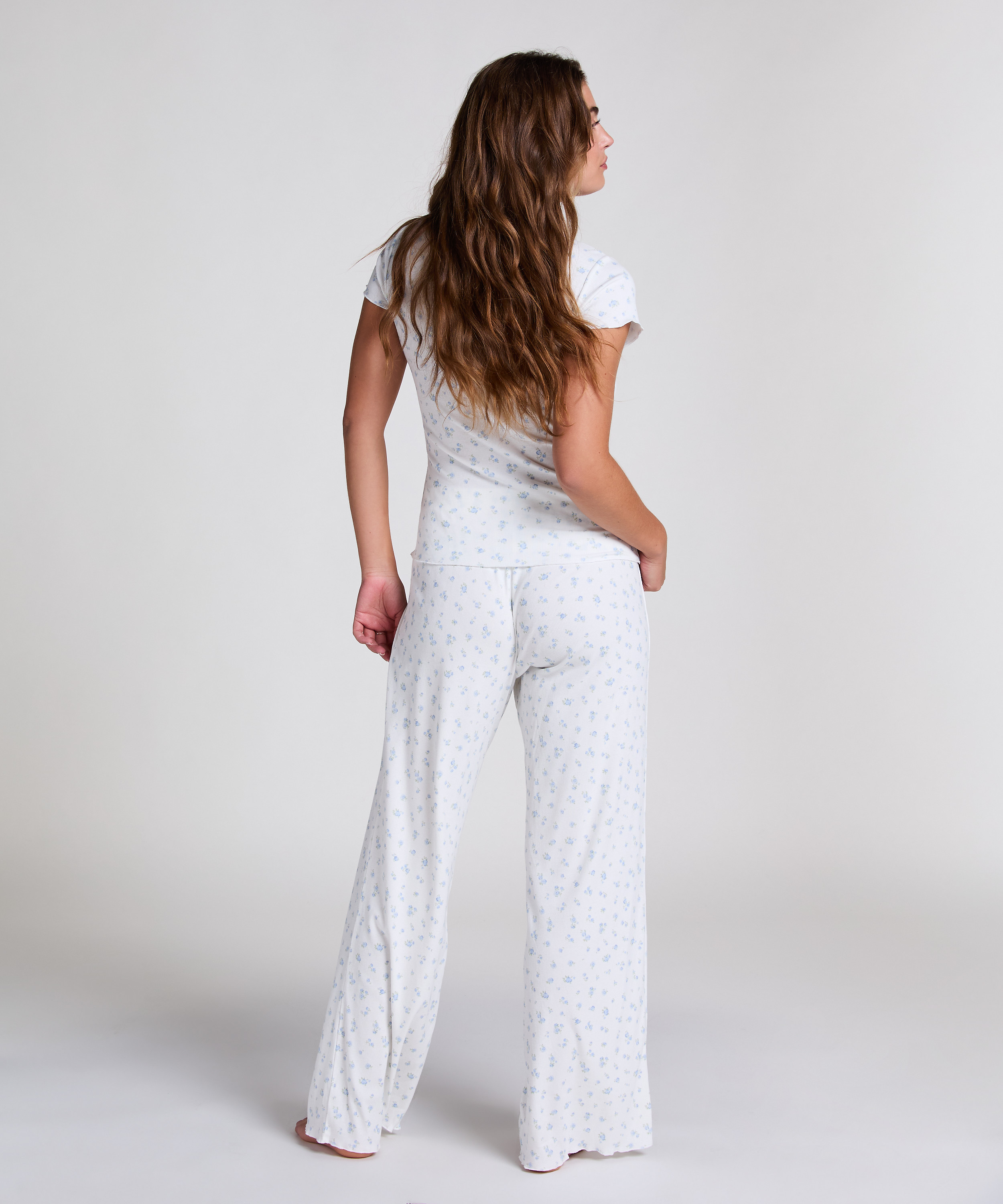 Pyjamassæt i rib, blå, main