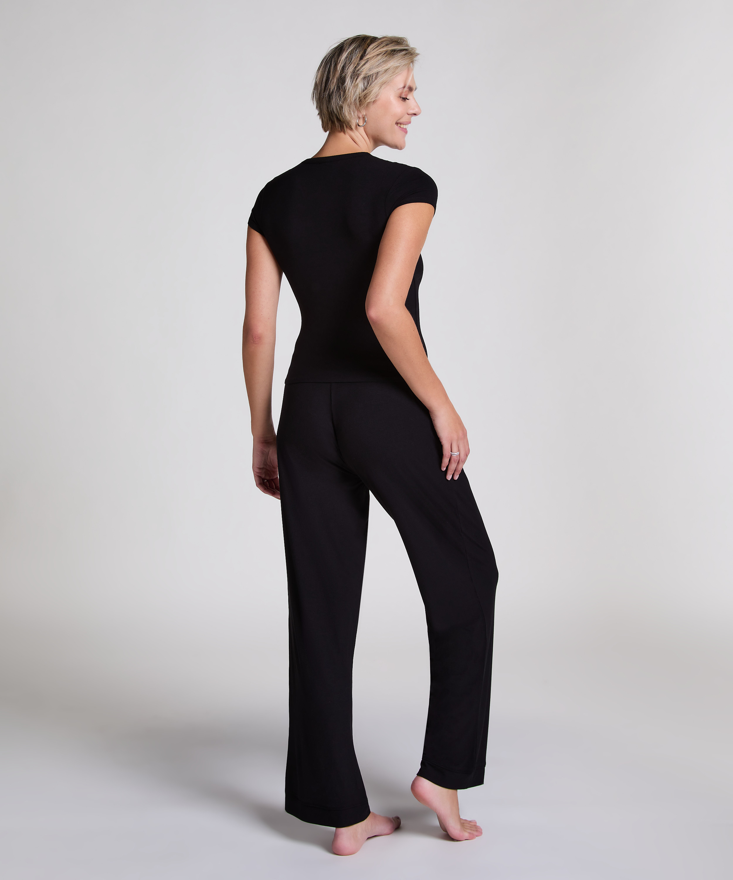 Pyjamas Top Rib Essential, Sort, main