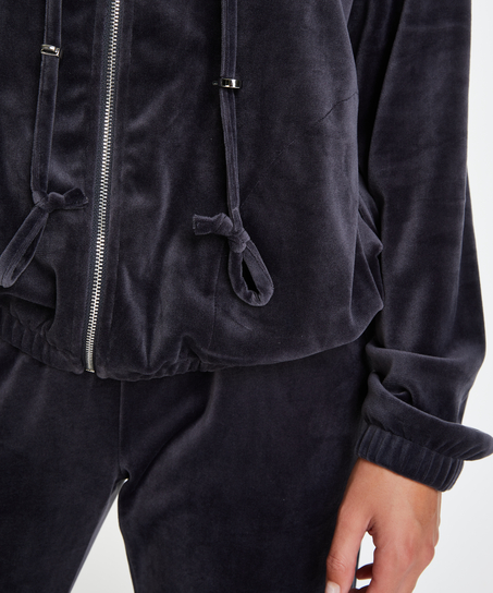 Jacket hoodie velours, Grå