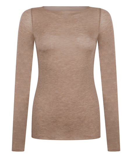 super soft b&aring;dhals bluse med cashmere, Brun