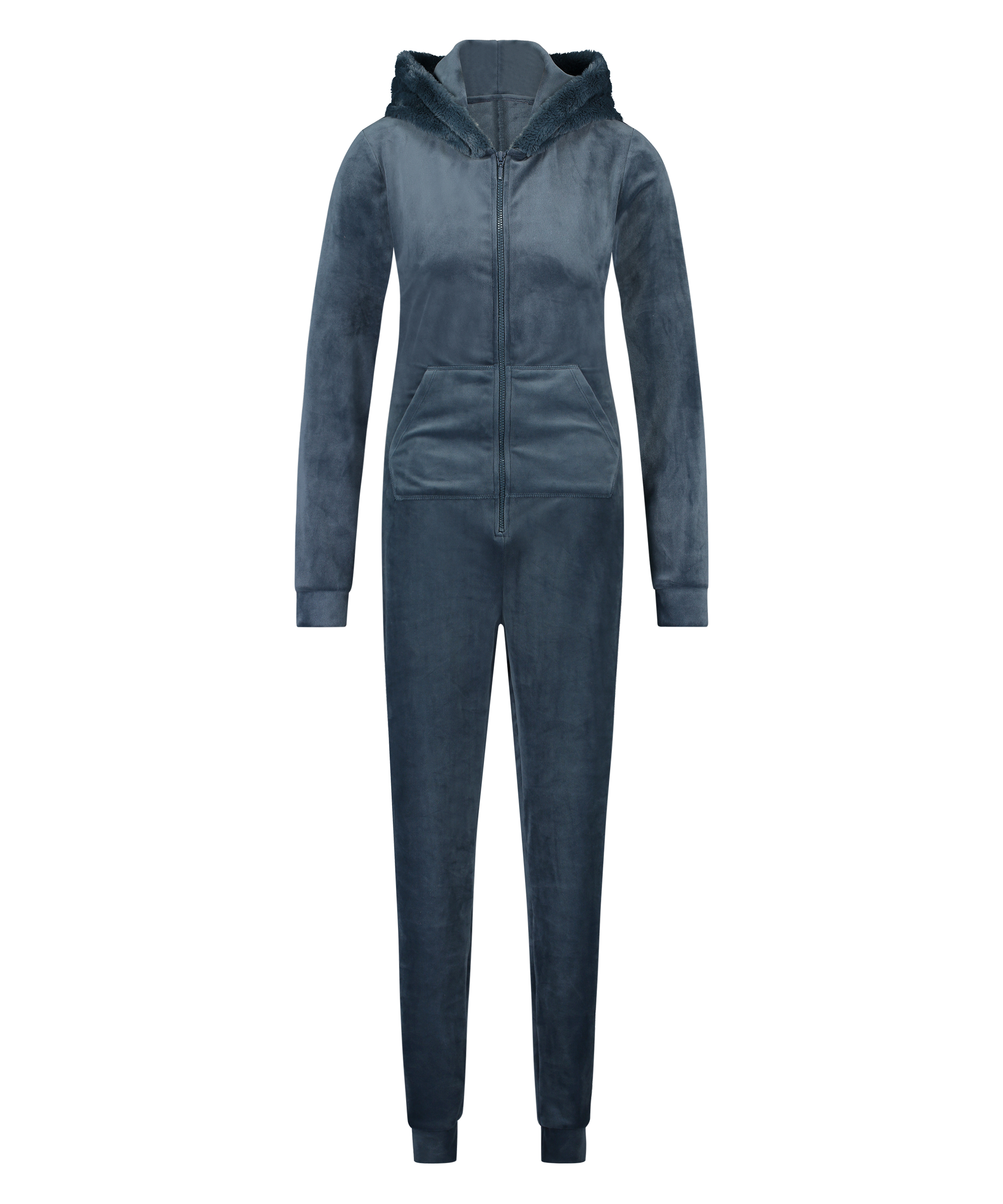 Onesie-jumpsuit Velour, blå, main