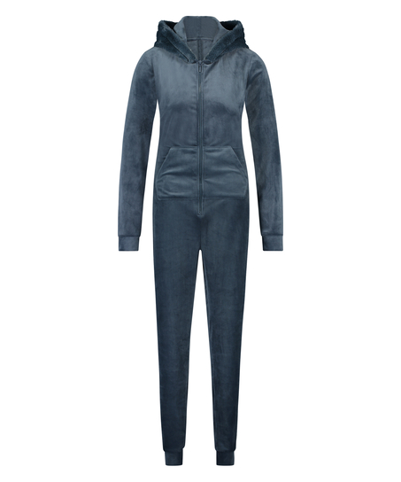 Onesie-jumpsuit Velour, blå