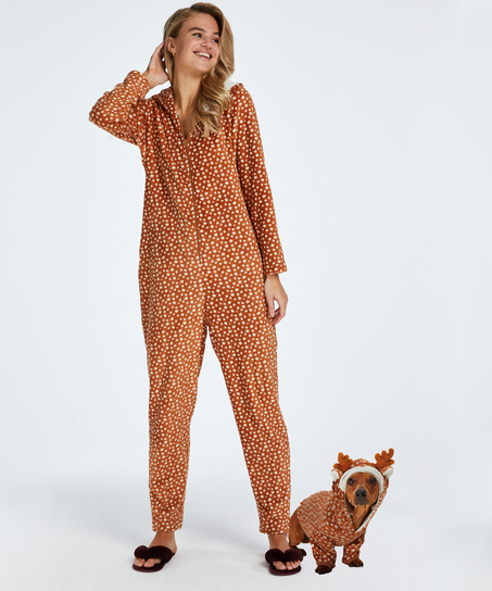Onesie Fleece Rensdyr, Brown