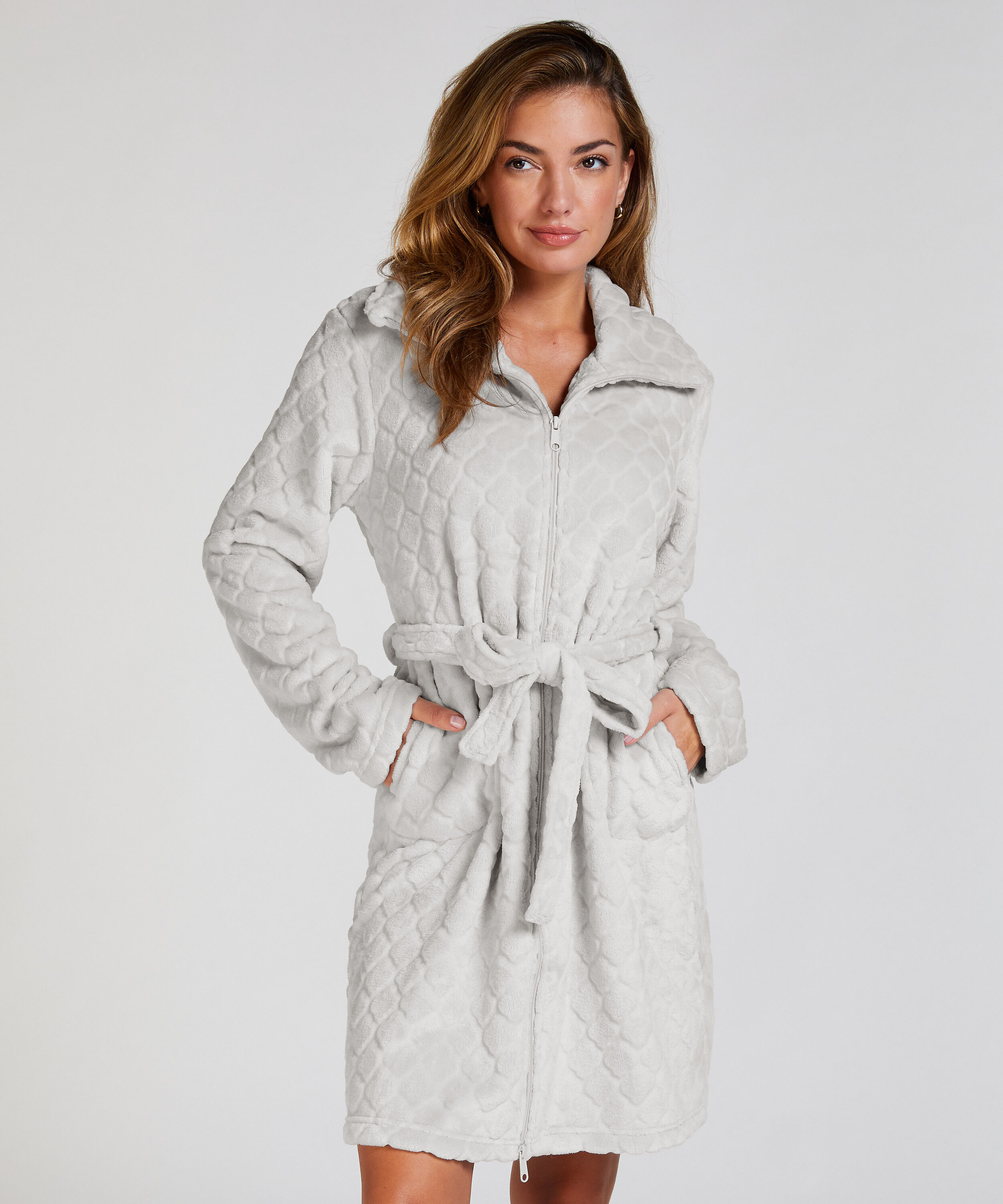 Badekåbe Zip Fleece, Grå