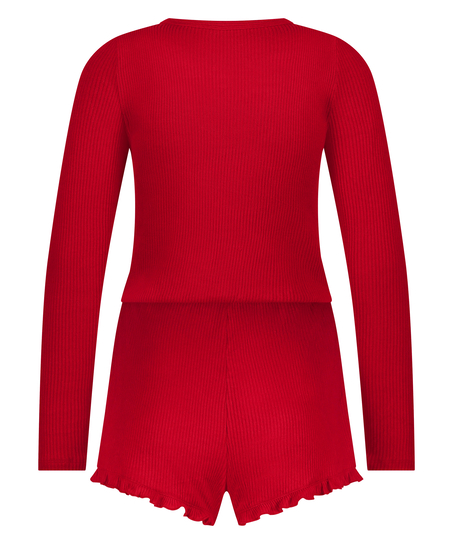 Børstet, kort onesie, Rød