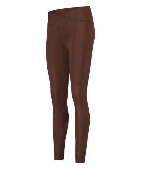 HKMX Leggings med krydseffekt og høj talje, Brown