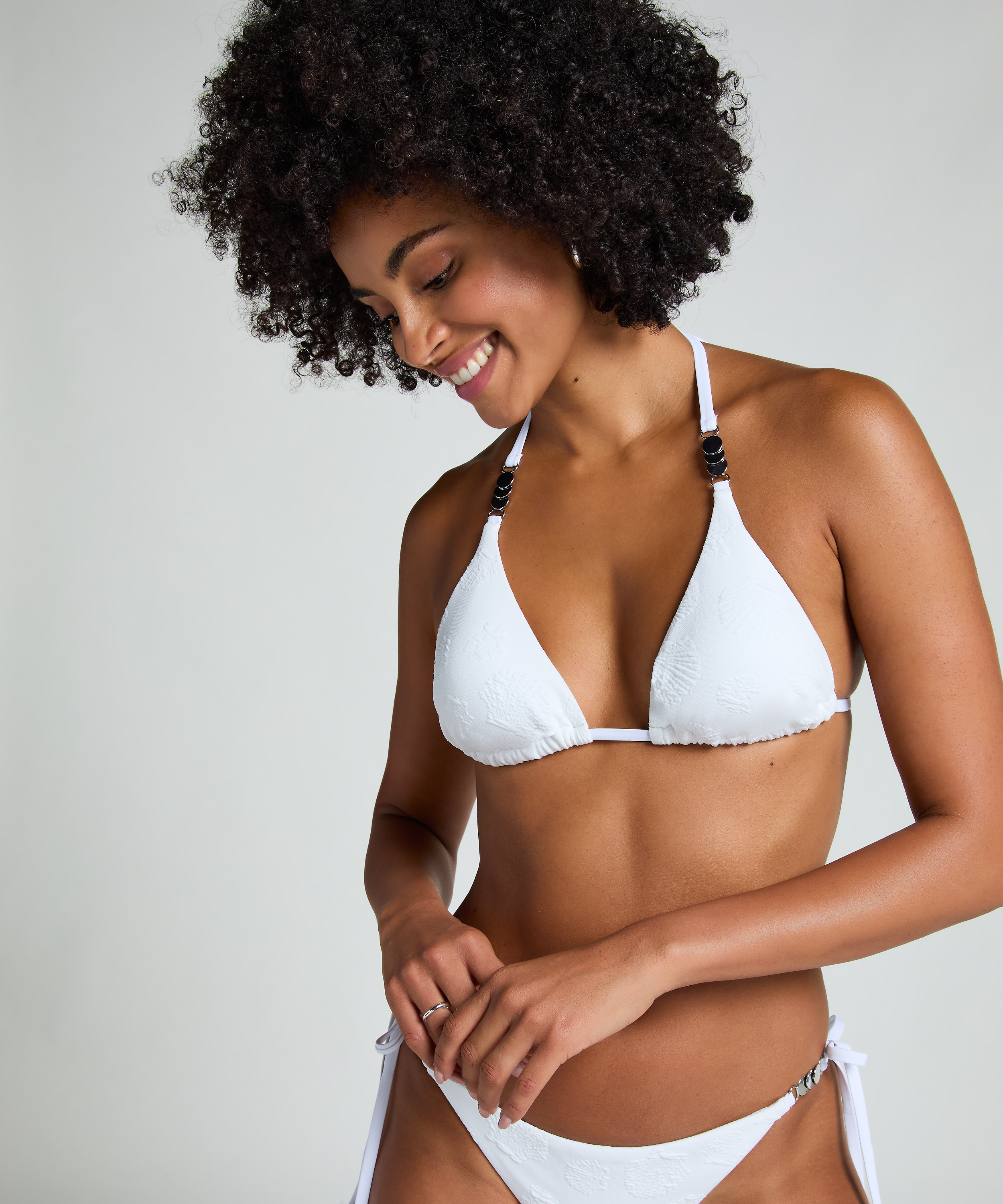 Seashell-trekantsbikinitop, Hvid, main