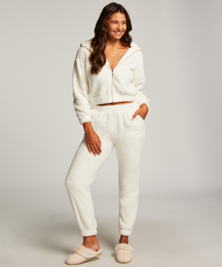 Joggingbukser Fleece Snuggle, Hvid