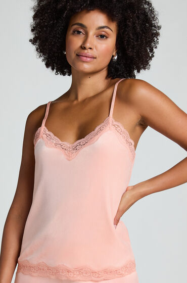 Hunkemöller Cami top Velours Lace Lyserød