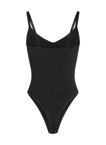 Sømløs Forstærkende High Leg Body, sort