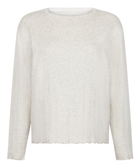 Pyjama Top Loose Pointelle, Grå