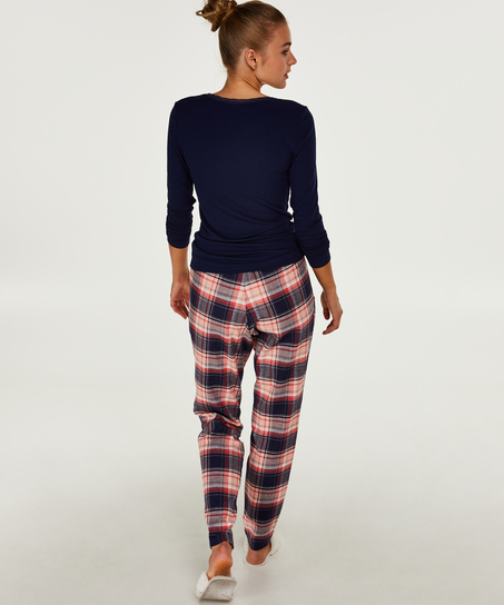 LS ribtop R-neck, Blå