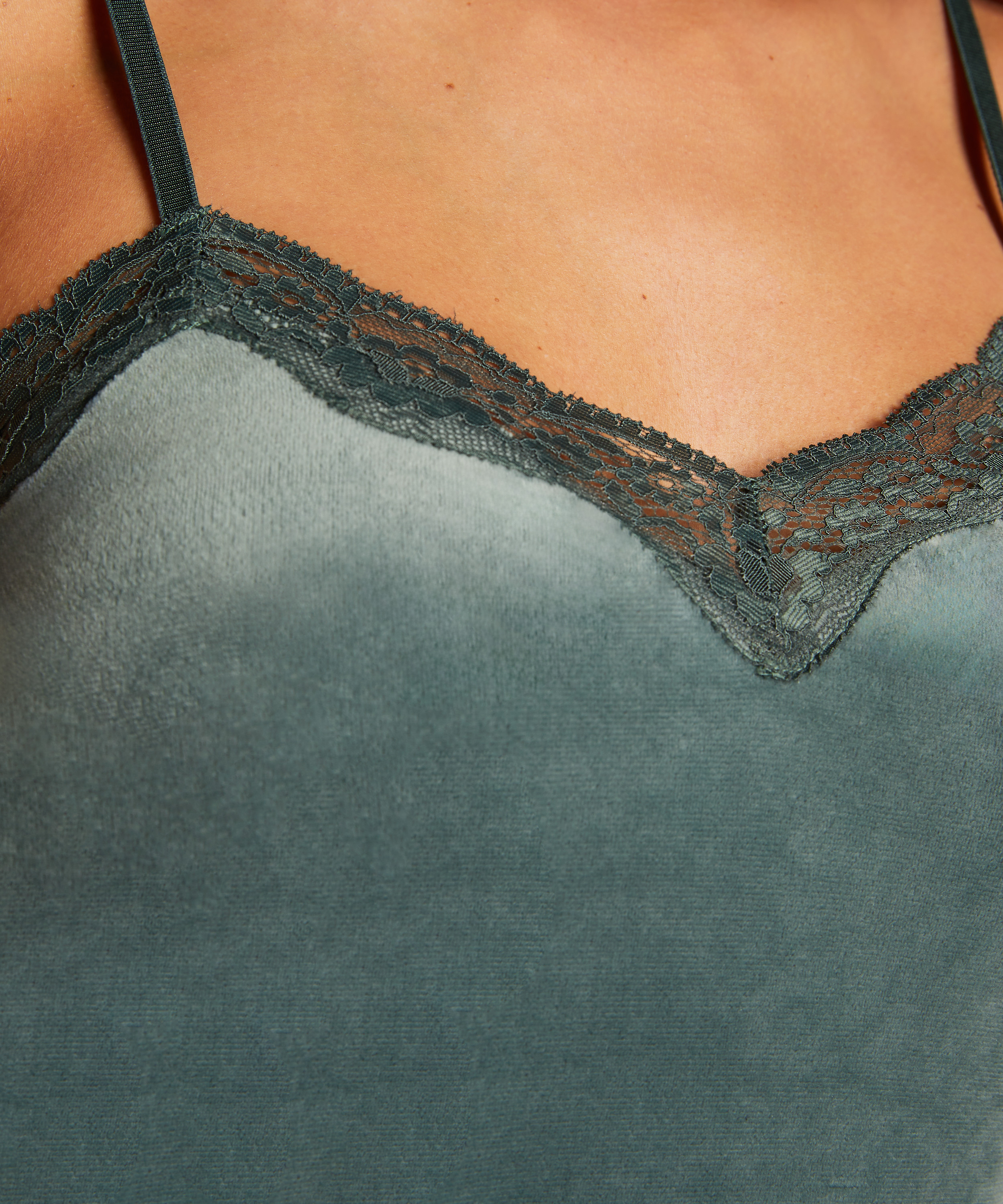 Cami top Velours Lace, Gr&oslash;n, main