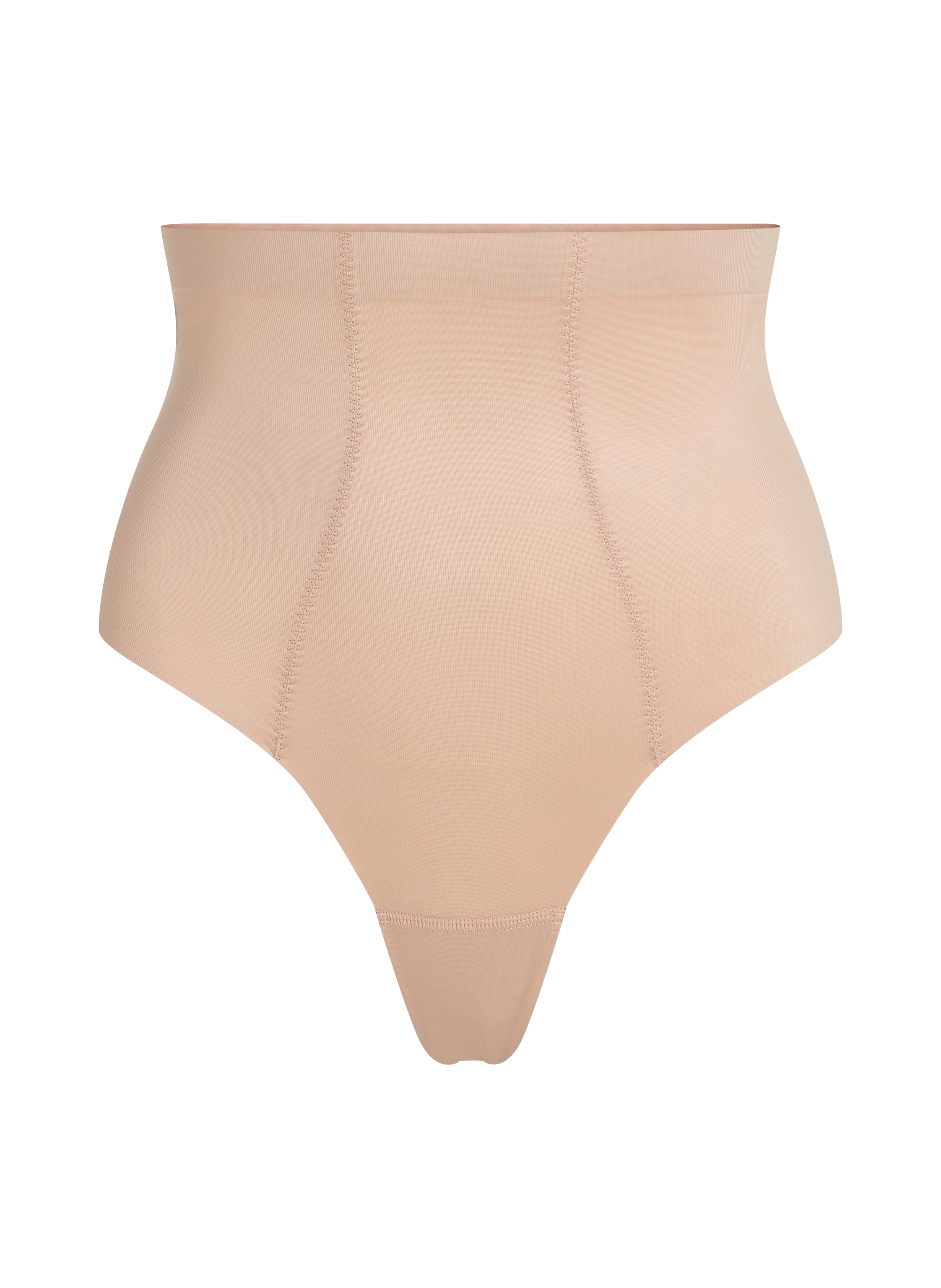 Opstrammende højtaljet g-streng i scuba-stof, Beige, main
