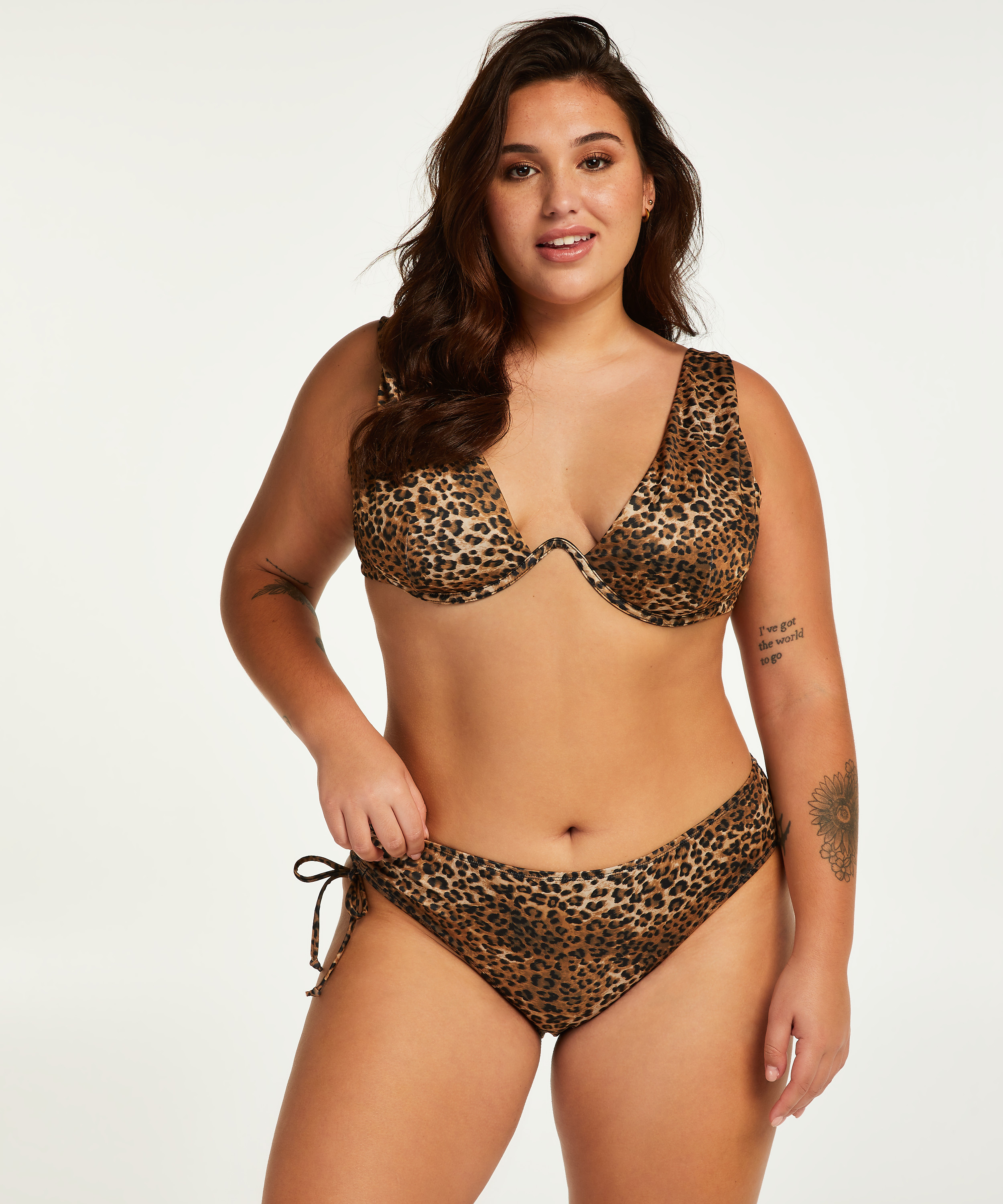 Ikke-formstøbt bikinitop med bøjle Leopard, Brown, main