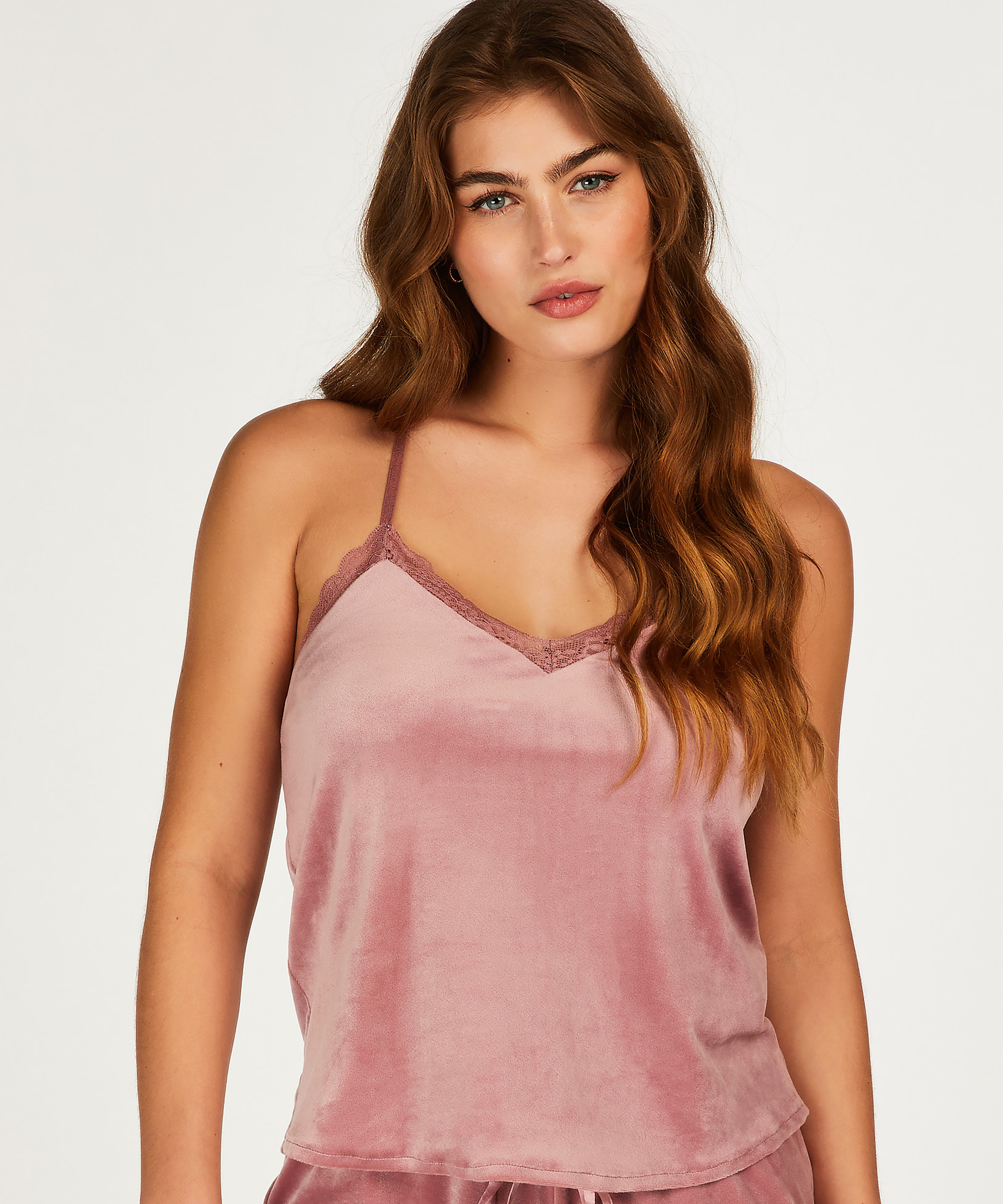 Velours Lace cami, pink, main
