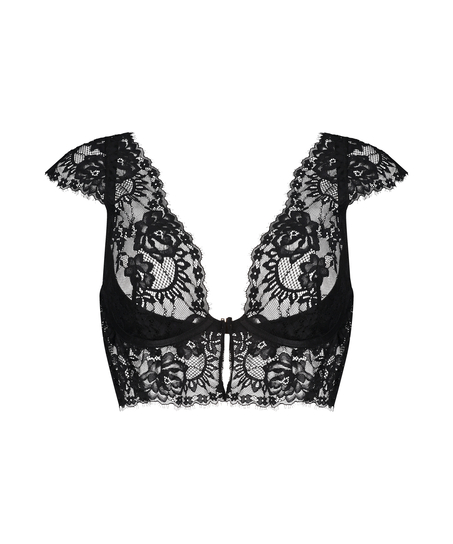 Ikke-formstøbt longline bøjle-bh Trixie, Sort