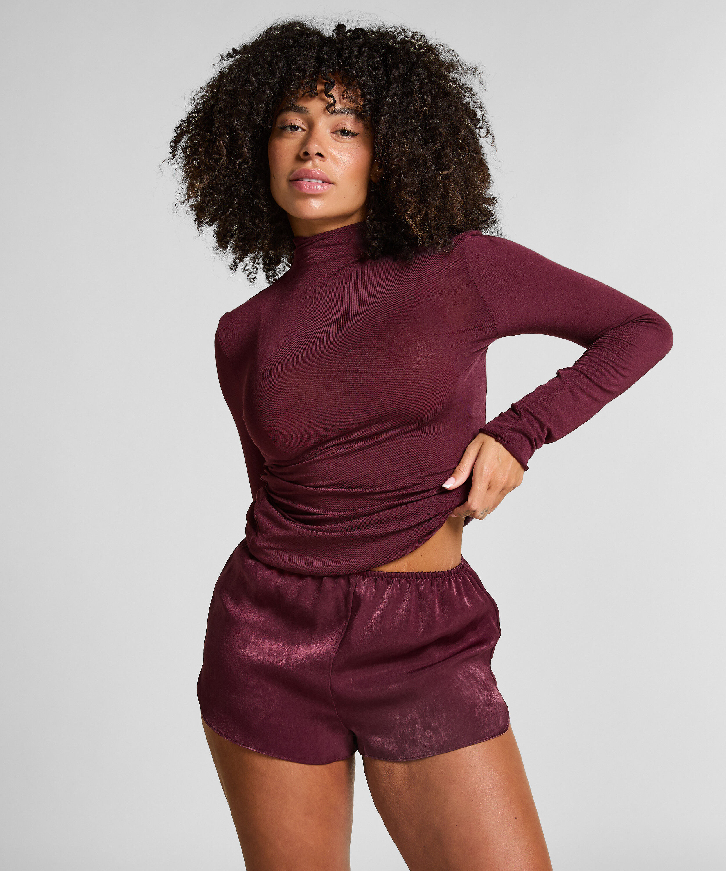 Shorts Satin Minimal, Lilla