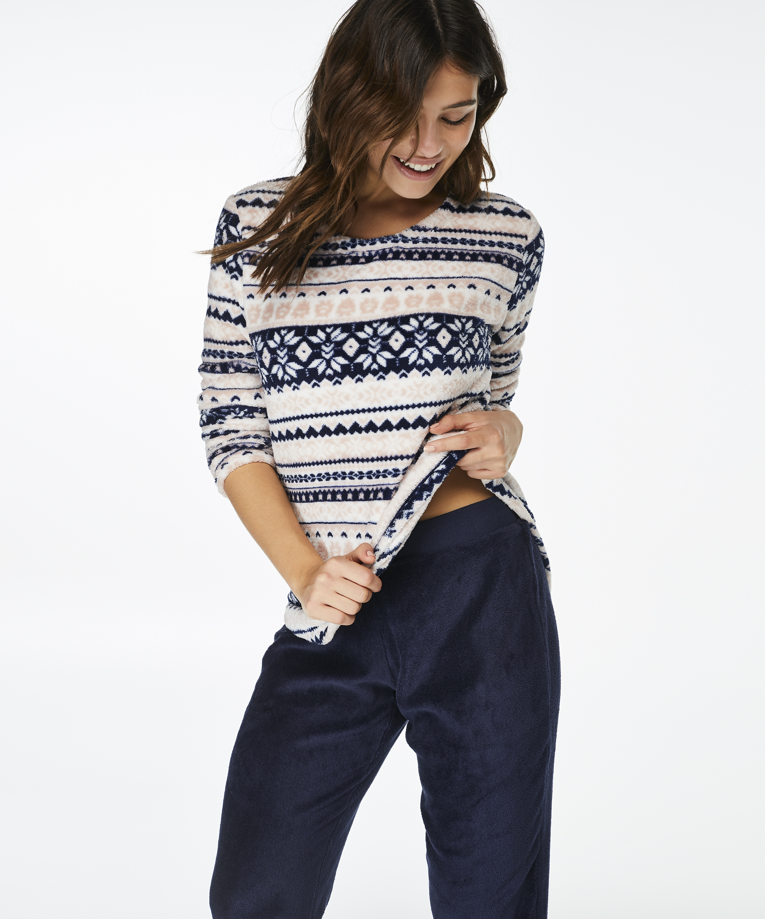 PJ Fleece Fairisle, Lyserød, main