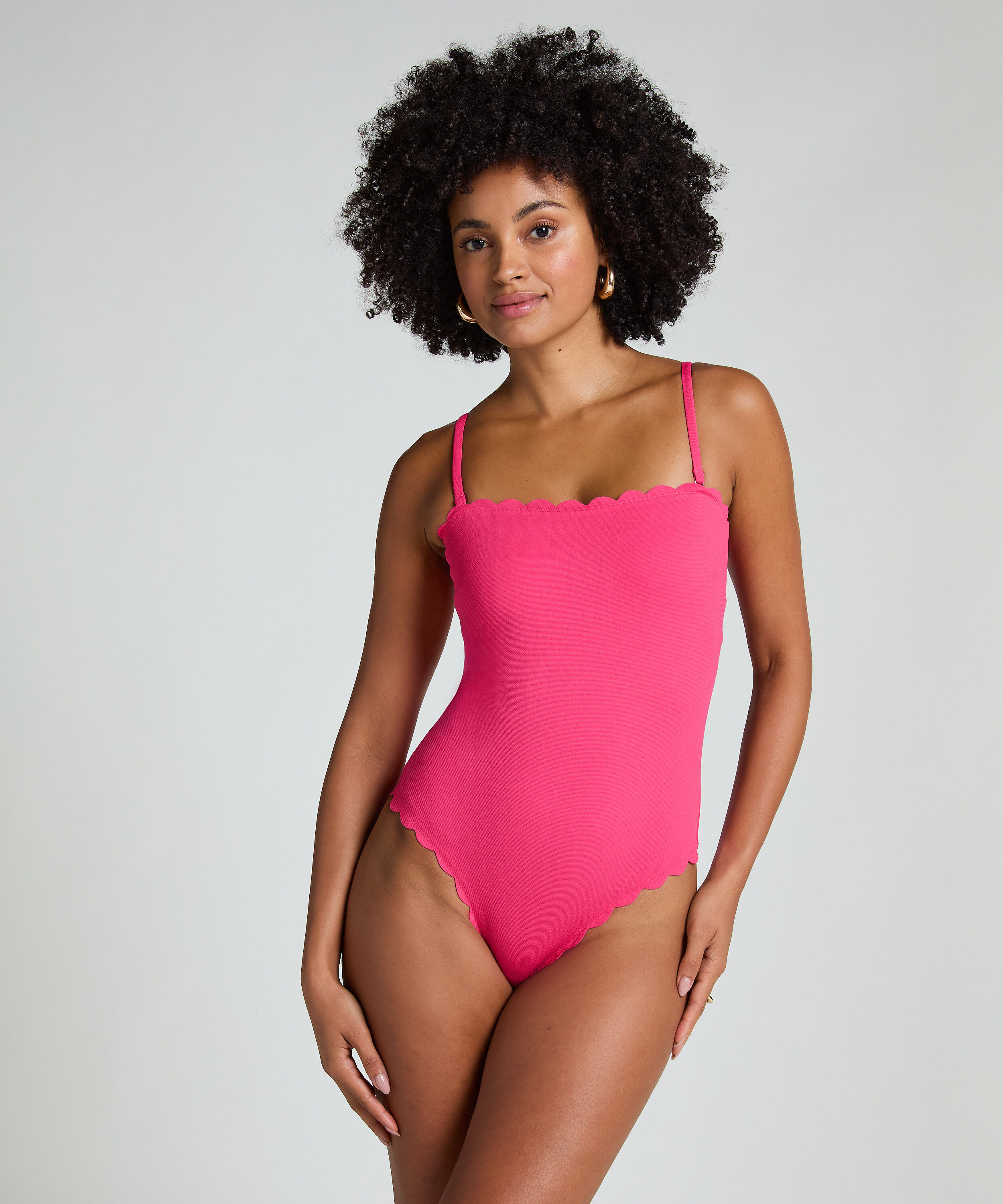 Badedragt Bandeau Scallop, Lyserød