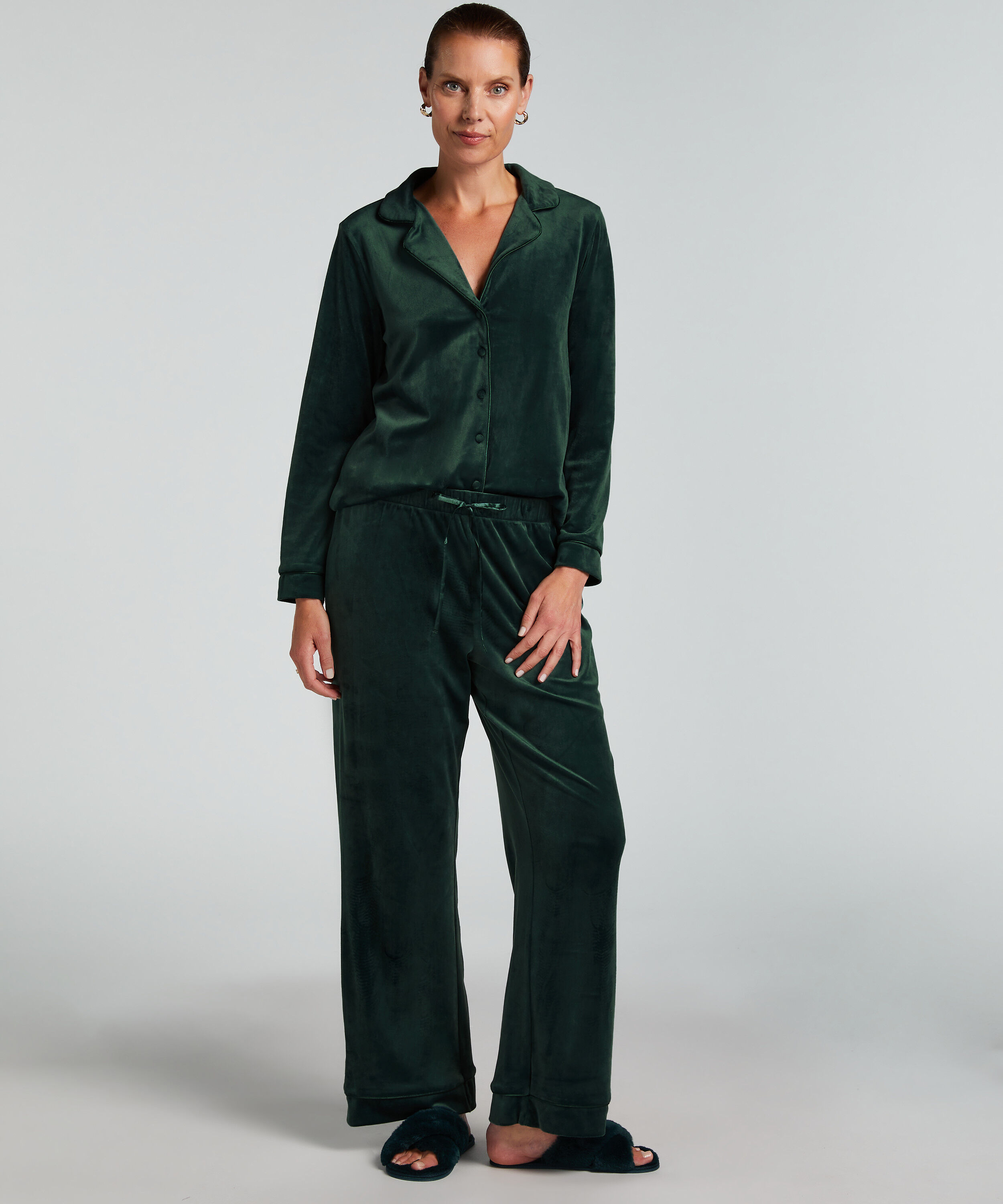 Pyjamasbukser Velour, Grøn
