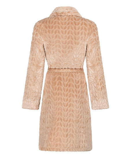 Kort fleece morgenkåbe, Beige
