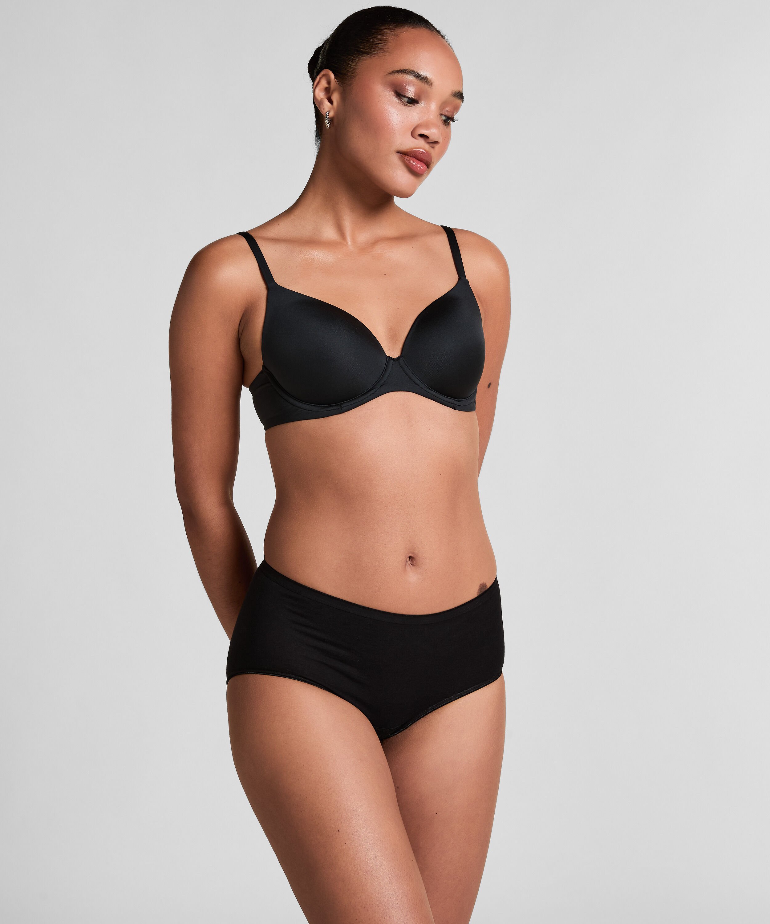 Superslip midi bomuld, Sort