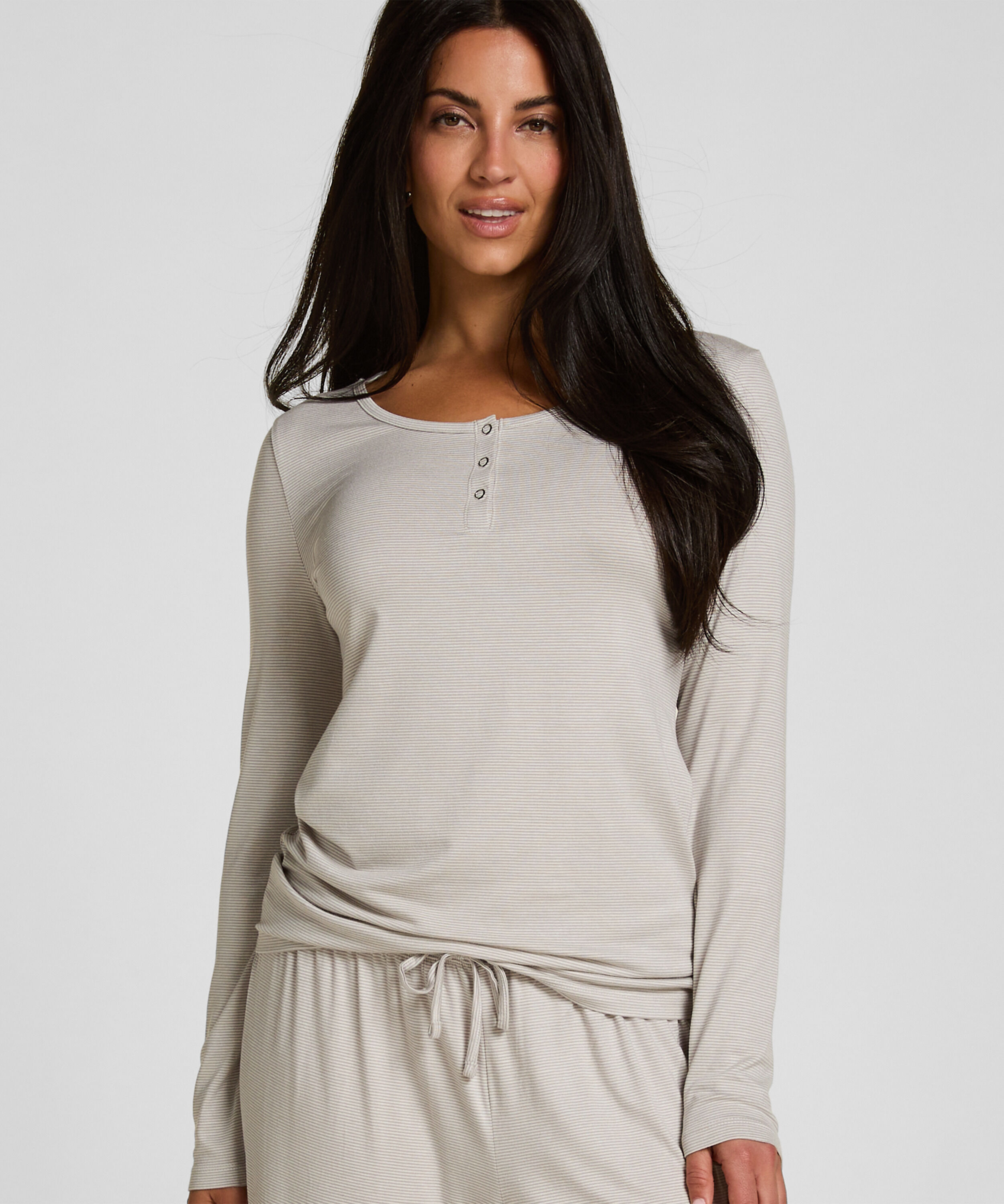 Pyjamas Top Thin Stripe, Grå Pyjamas Top Thin Stripe, Grå