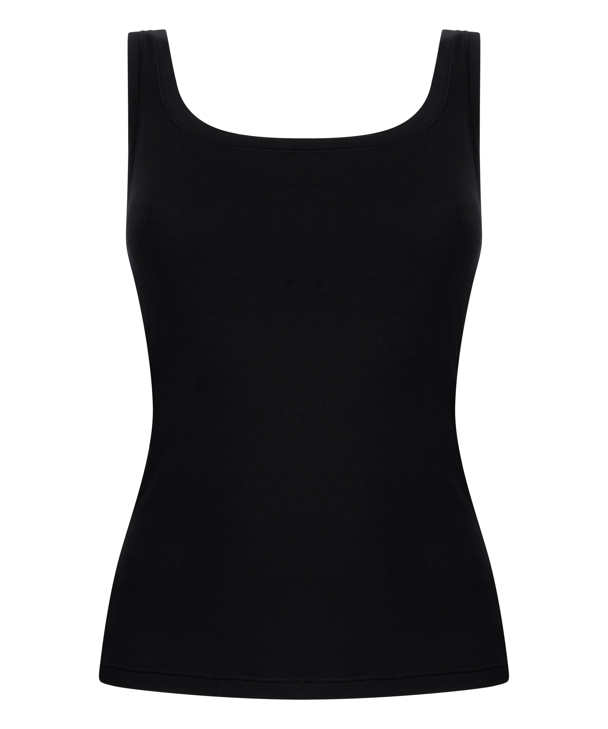 Singlet tanktop i blød bomuld, Sort, main