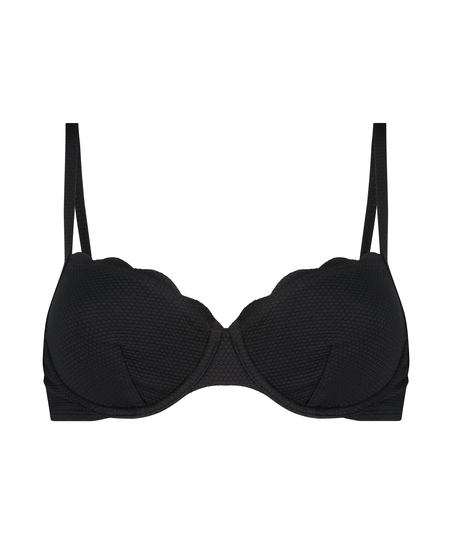 Ikke-formstøbt bikinitop med bøjle Scallop Glam, sort