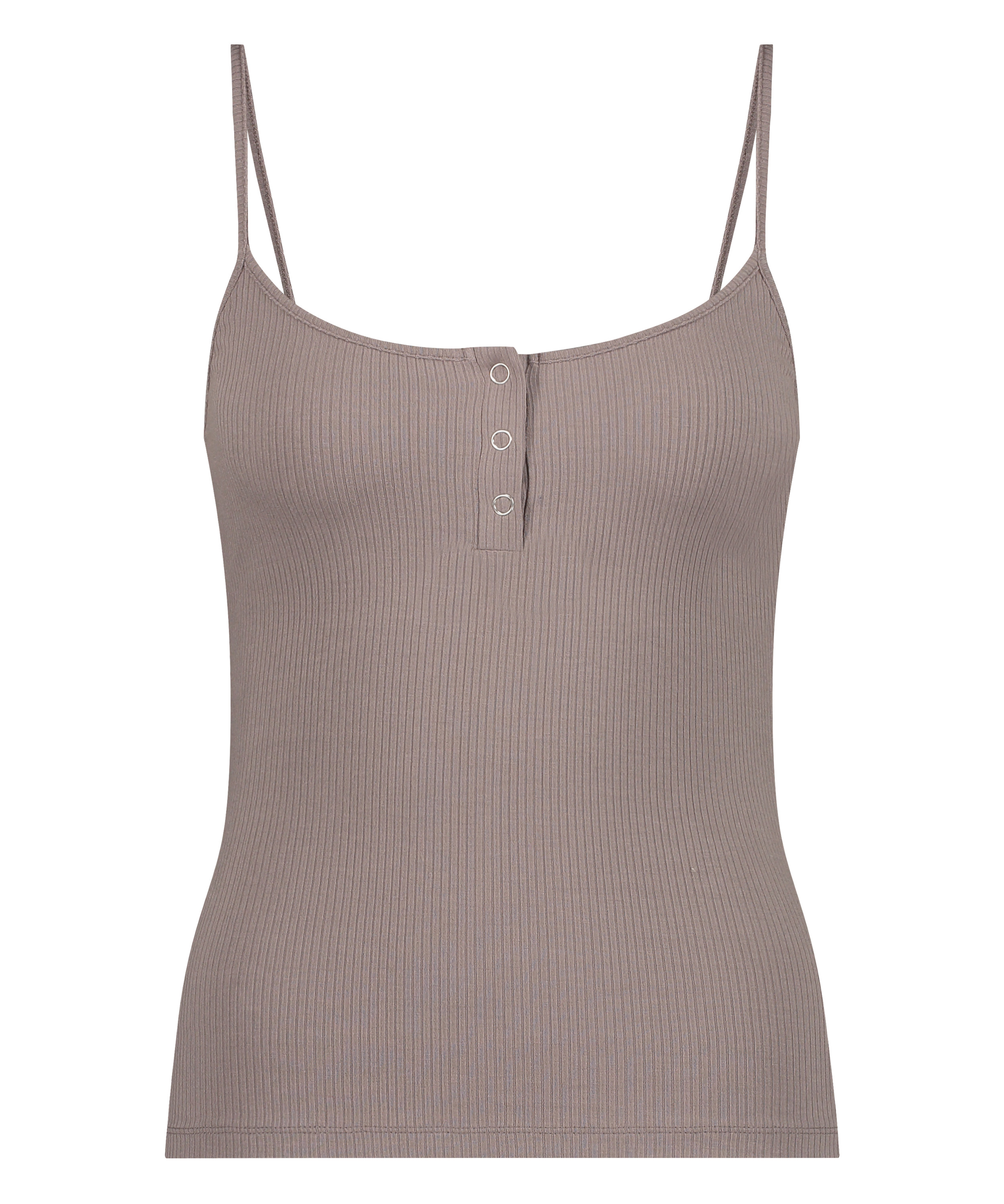 Ribstrikket ærmeløs top, Brun, main
