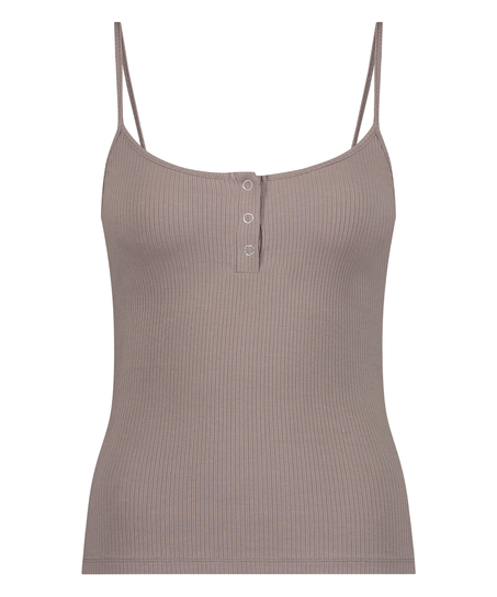 Ribstrikket ærmeløs top, Brun