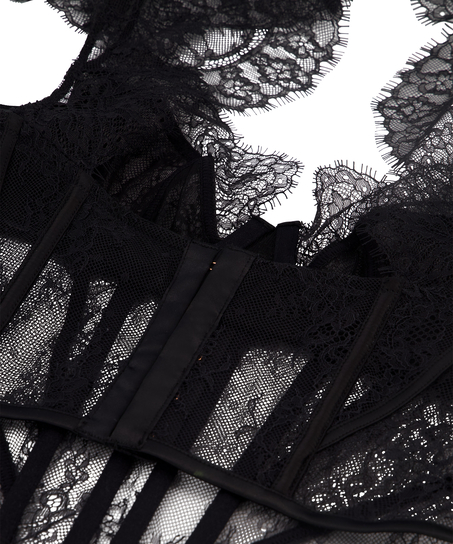 Peplumtop Lace Camille, Sort