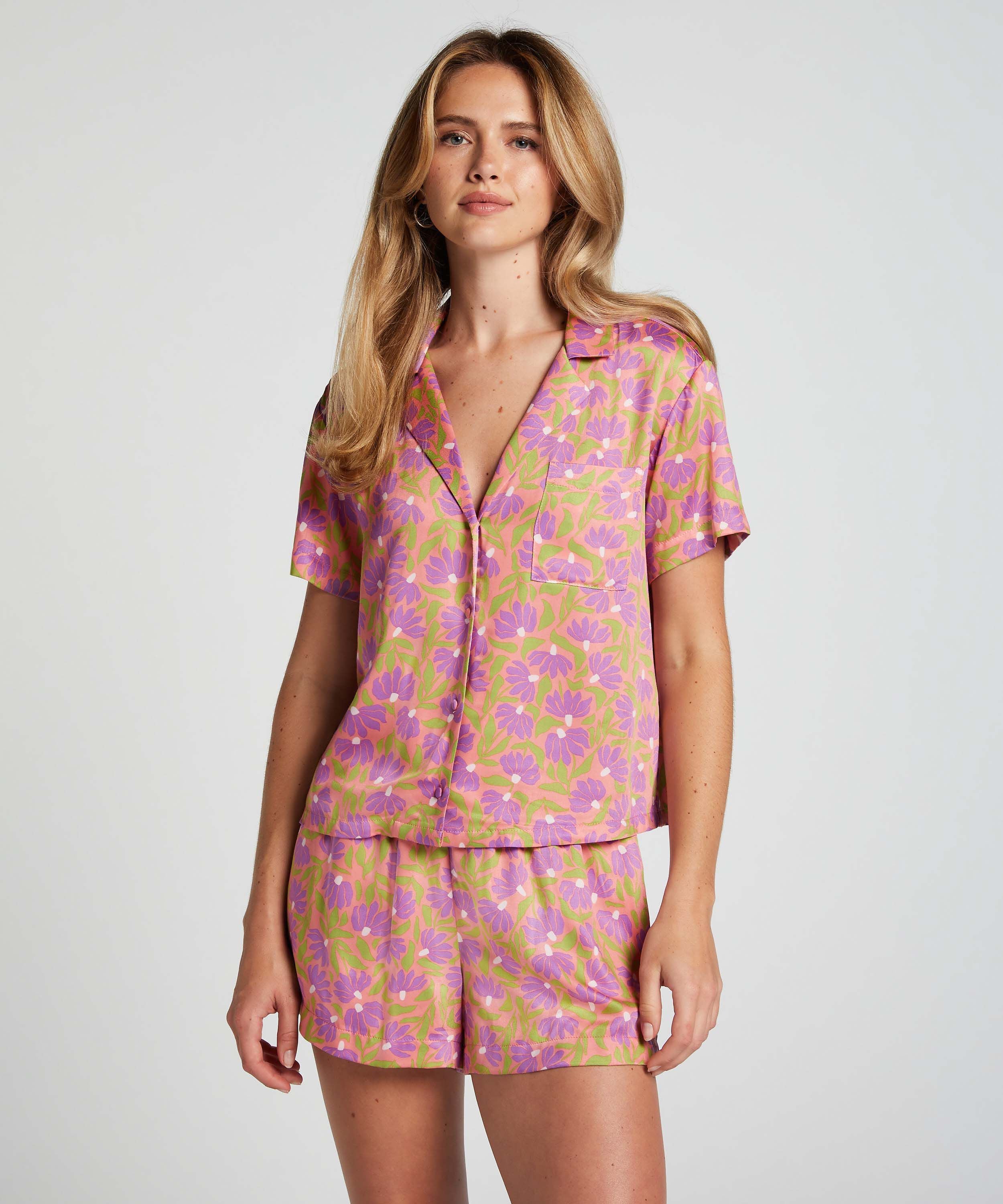 Pyjamasshorts Satin, Lyserød
