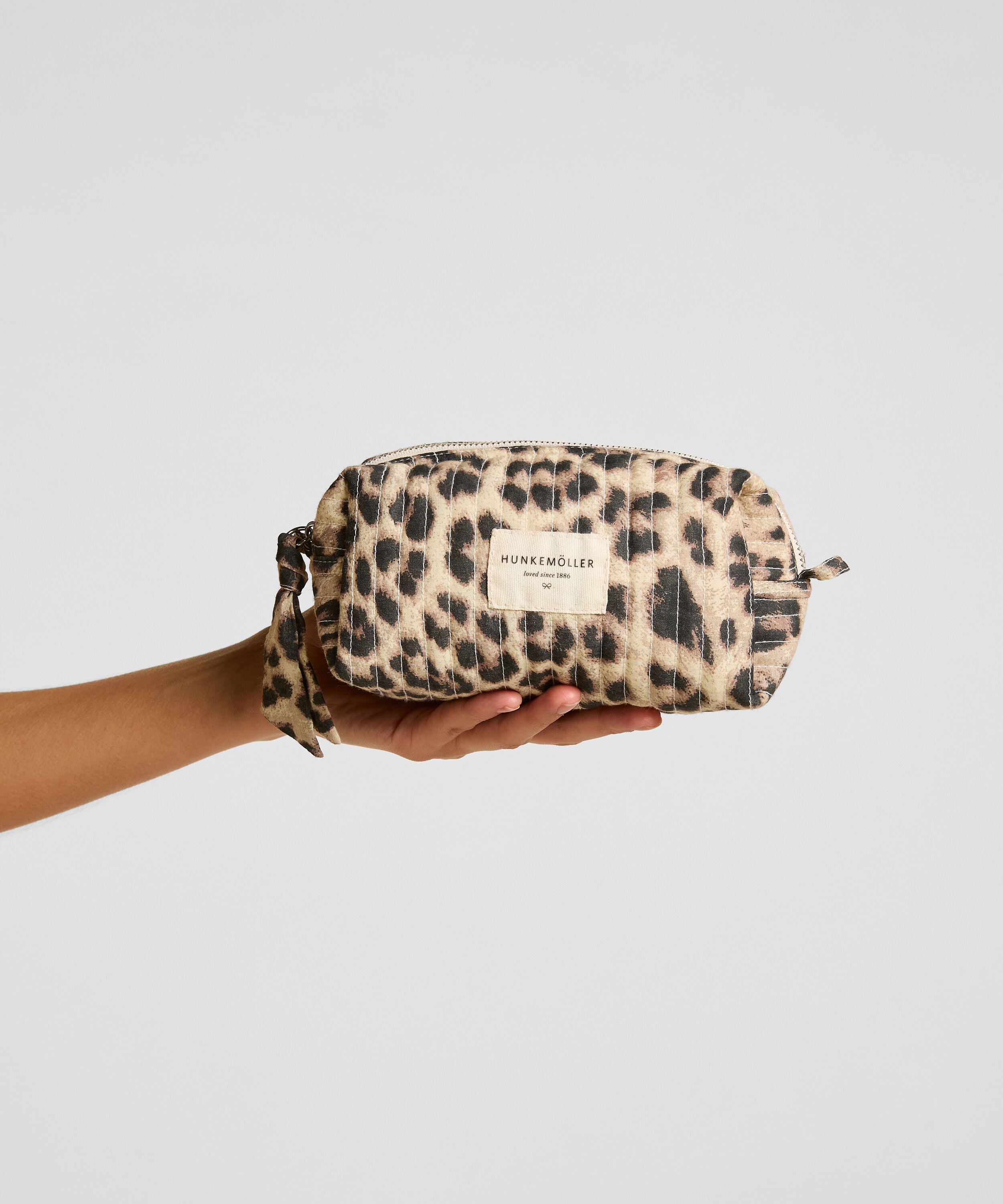 Makeup Taske Lille Leopard, Beige