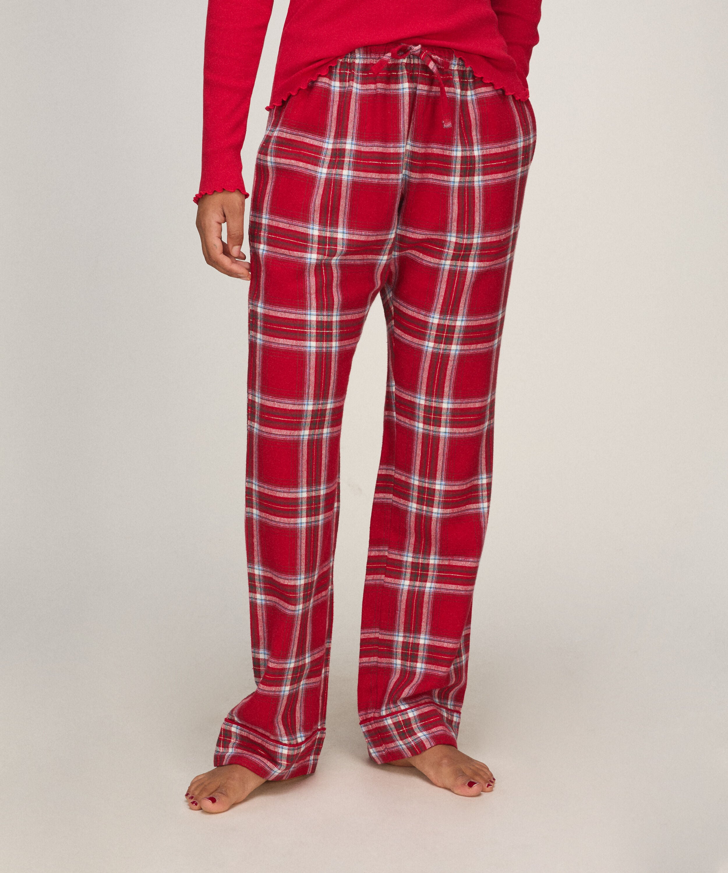 Tall Pyjamasbukser af flanell, Rød Tall Pyjamasbukser af flanell, Rød