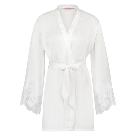 Lace Satin kimono, Hvid