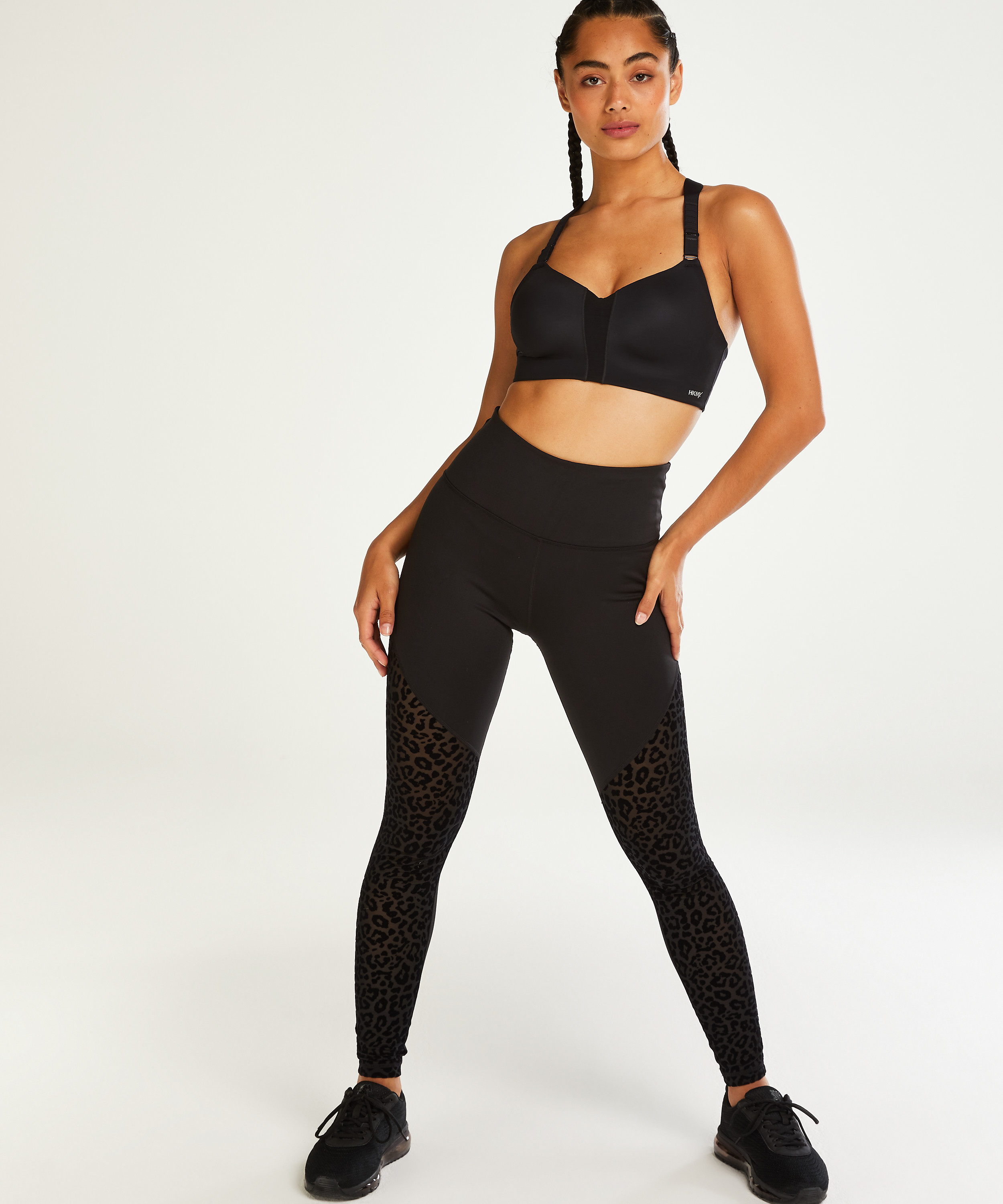 HKMX High Waisted Sportlegging Leopard Flock, Sort, main